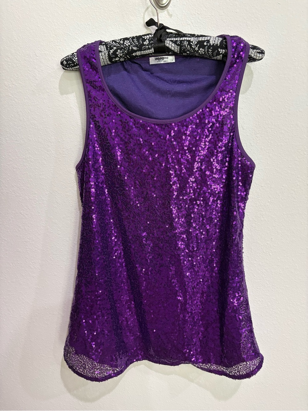Zeagoo Purple Sequin Tank Top Blouse - Size Small (Excellent Condition!)